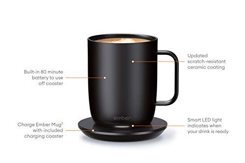 Ember Temperature Control Smart Mug 2, 14 Oz, App-Controlled Heated Coffee  Mug with 80 Min Battery Life and Improved Design, Gray