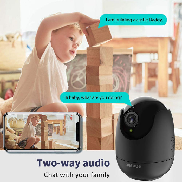 Security Camera Indoor, NETVUE 1080P Home Security Camera with Phone APP,  Baby Monitor and Pet Camera with 2-Way Audio, 2.4GHz WiFi Camera with Night  Vision, AI Motion Detection, Work with Alexa 
